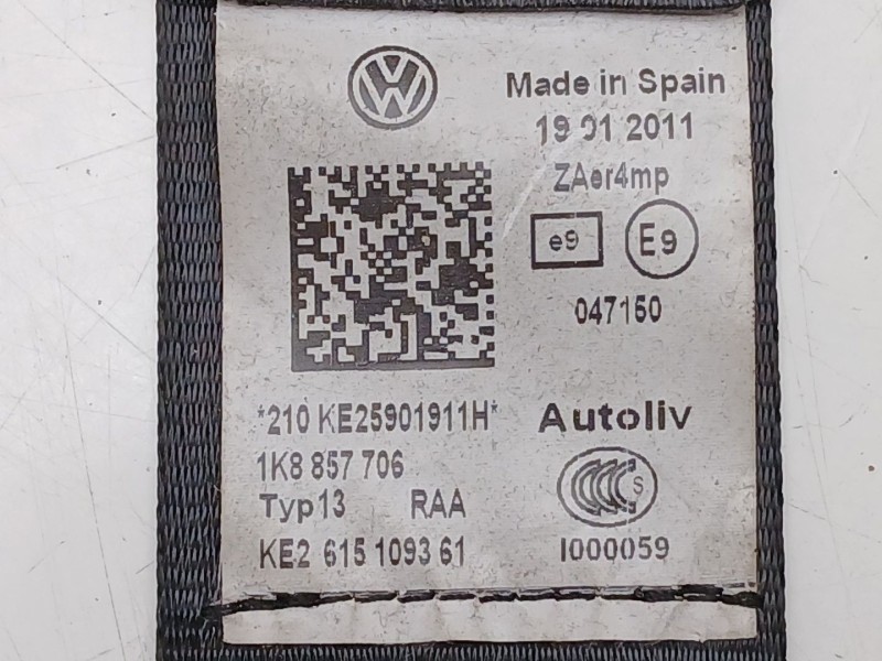 Recambio de cinturon seguridad delantero derecho para volkswagen scirocco iii (137, 138) 2.0 tdi referencia OEM IAM 1K8857706  