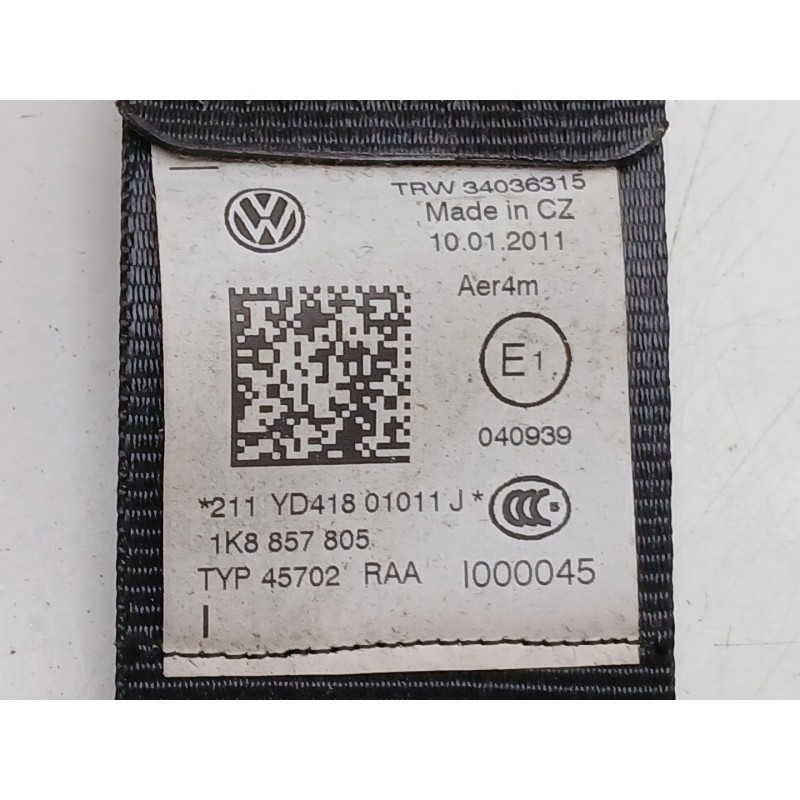 Recambio de cinturon seguridad trasero izquierdo para volkswagen scirocco iii (137, 138) 2.0 tdi referencia OEM IAM 1K8857805  