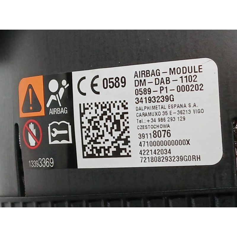 Recambio de kit airbag para opel astra k sports tourer (b16) 1.4 turbo (35) referencia OEM IAM 39085189 775799950 13514457