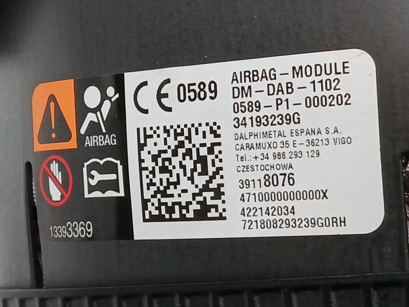 Recambio de kit airbag para opel astra k sports tourer (b16) 1.4 turbo (35) referencia OEM IAM 39085189 775799950 13514457