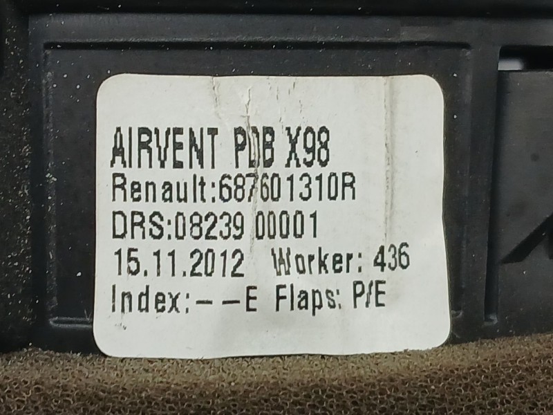 Recambio de rejilla aireadora para renault clio iv (bh_) 0.9 tce 90 referencia OEM IAM 687601310R  