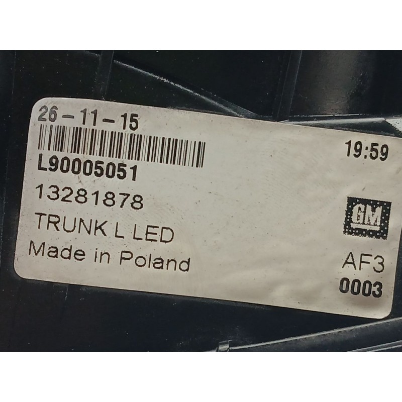 Recambio de piloto trasero izquierdo interior para opel astra k (b16) 1.6 turbo (68) referencia OEM IAM 13281878  