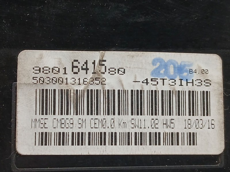 Recambio de cuadro instrumentos para peugeot partner tepee 1.6 bluehdi 100 referencia OEM IAM 9801641580  