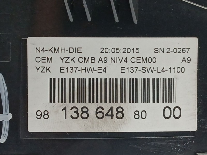 Recambio de cuadro instrumentos para peugeot 2008 i (cu_) 1.6 bluehdi 100 referencia OEM IAM 9813864880  