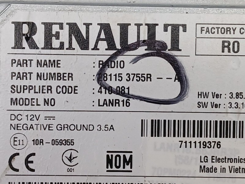 Recambio de sistema audio / cd para renault kadjar (ha_, hl_) 1.6 dci 130 referencia OEM IAM 281153755R  