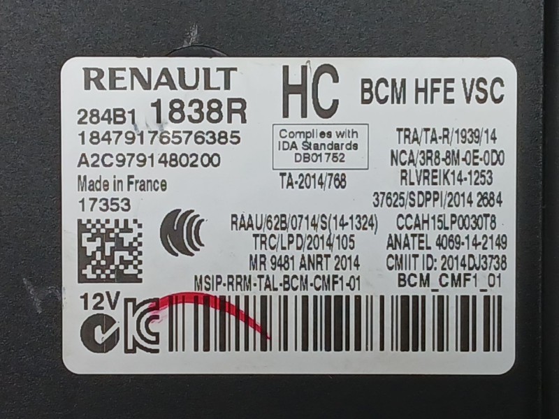 Recambio de modulo electronico para renault kadjar (ha_, hl_) 1.6 dci 130 referencia OEM IAM 284B11838R  A2C9791480200