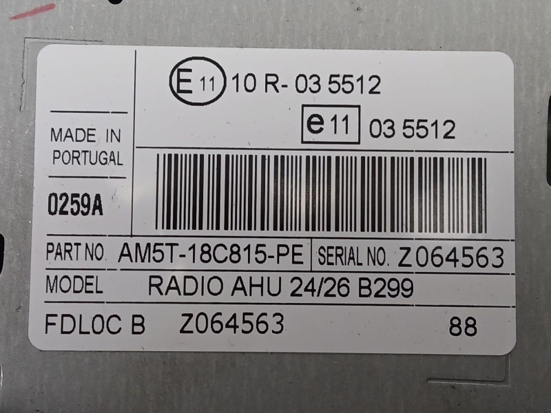 Recambio de sistema audio / cd para ford fiesta (ccn) 1.0 ecobost referencia OEM IAM AM5T18C815PE  