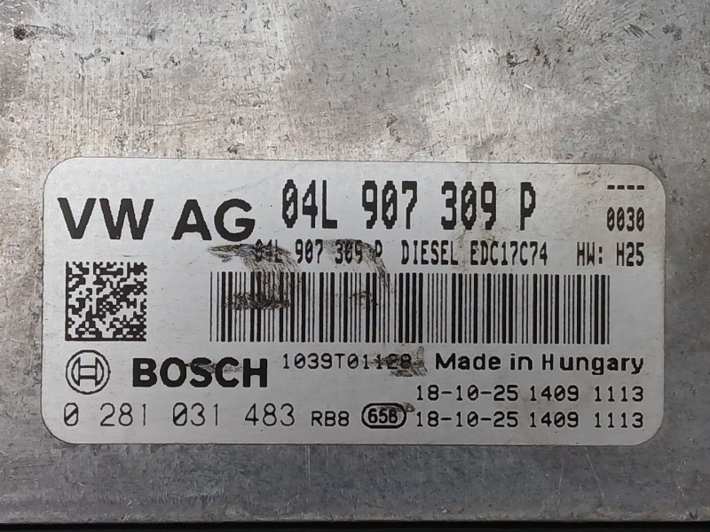 Recambio de centralita motor uce para skoda superb iii (3v3) 2.0 tdi referencia OEM IAM 04L907309P  0281031483