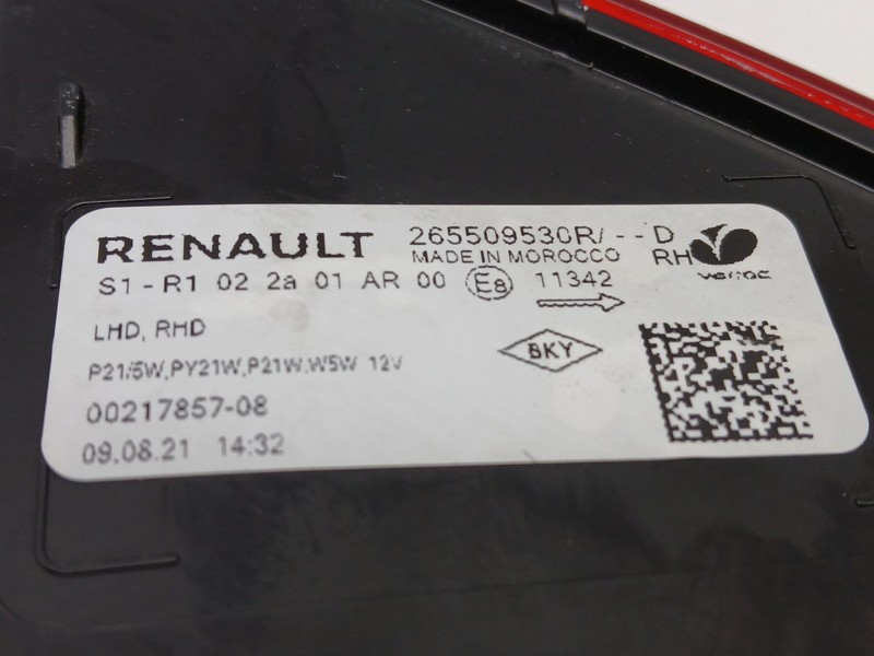 Recambio de piloto trasero derecho para dacia sandero iii 1.0 sce 65 referencia OEM IAM 265509530R  
