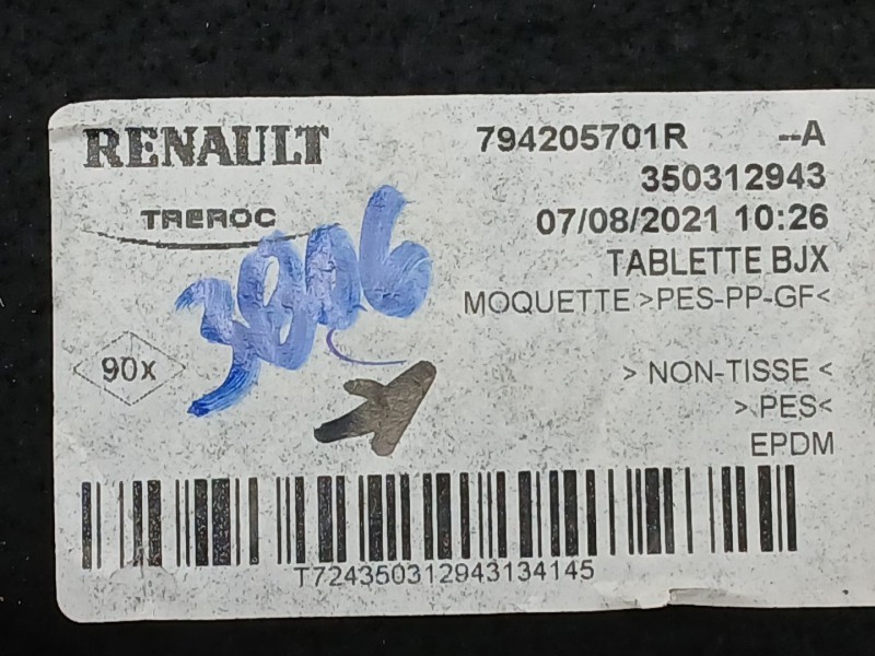 Recambio de bandeja trasera para dacia sandero iii 1.0 sce 65 referencia OEM IAM 794205701R  