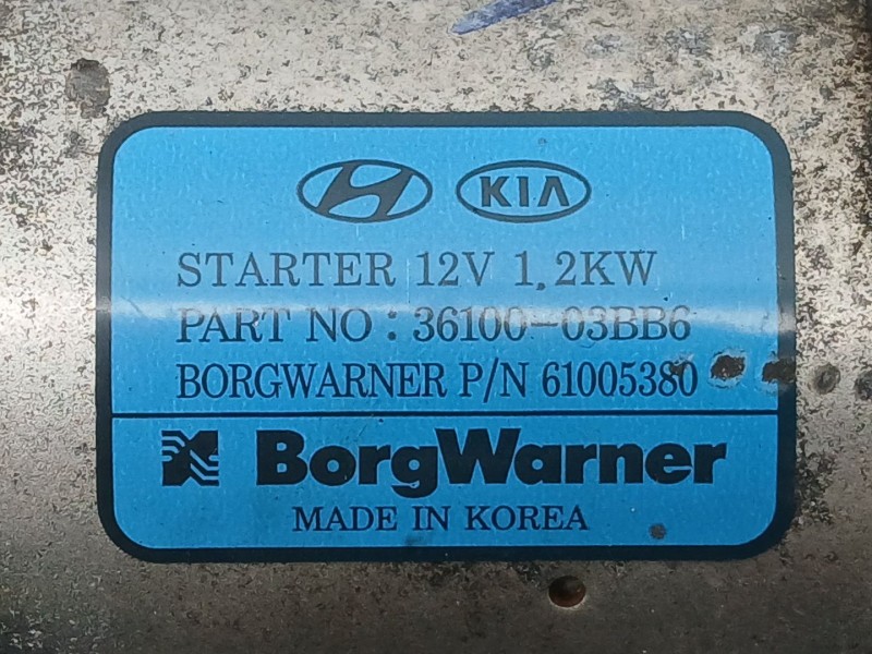 Recambio de motor arranque para hyundai i20 i (pb, pbt) 1.2 referencia OEM IAM 3610003BB6  