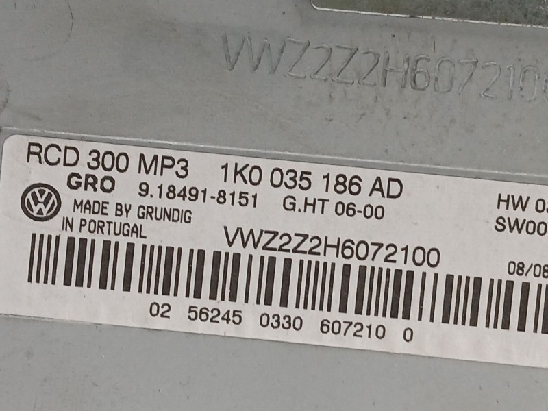 Recambio de sistema audio / cd para volkswagen touran (1t1, 1t2) 1.9 tdi referencia OEM IAM 1K0035186AD  