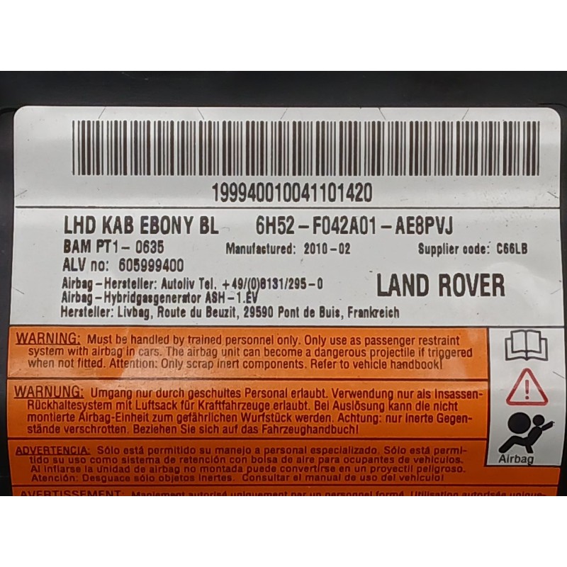 Recambio de kit airbag para land rover freelander 2 (l359) 2.2 td4 4x4 referencia OEM IAM 6H5204634AN 6G9N042A94DG 6H52043B13AD8