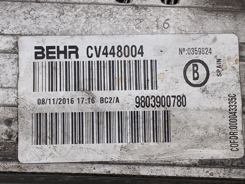 Recambio de intercooler para ds ds 3 (sa_) 1.6 bluehdi 75 referencia OEM IAM 9803900780 CV448004 