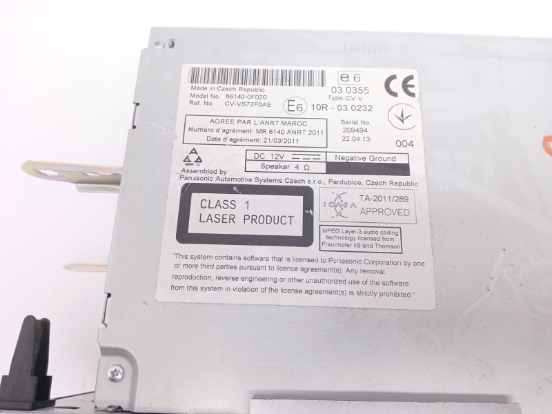 Recambio de sistema audio / cd para toyota verso (_r2_) 1.6 (zgr20_) referencia OEM IAM 861400f020  