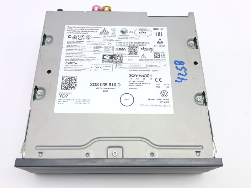 Recambio de sistema audio / cd para volkswagen taigo (cs1) 1.0 tsi referencia OEM IAM 3G8035816D  