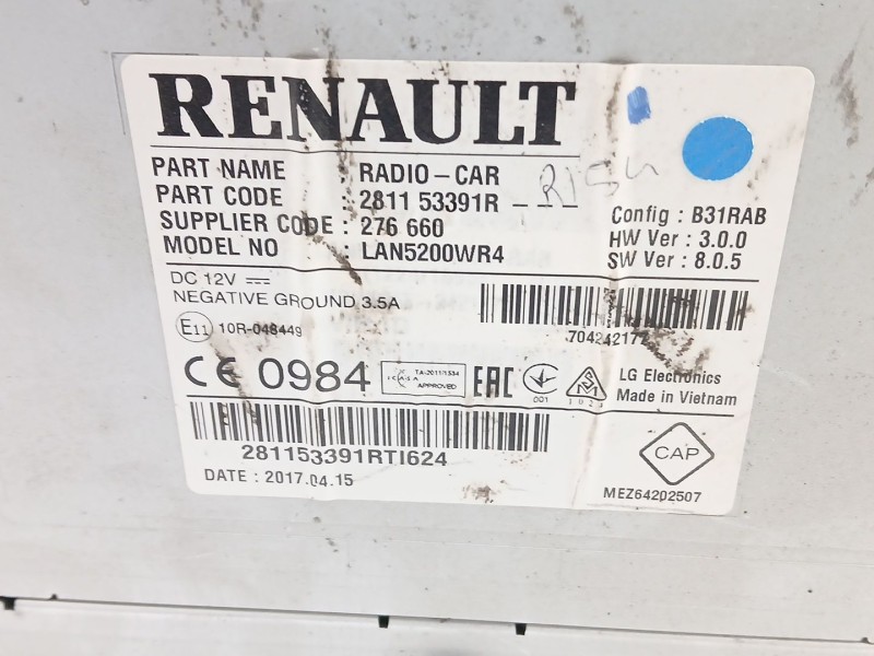 Recambio de sistema audio / cd para dacia lodgy (js_) 1.5 dci referencia OEM IAM 281153391R  