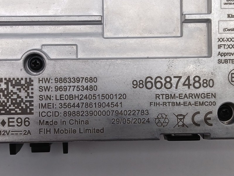 Recambio de modulo electronico para citroën berlingo furgoneta/monovolumen (k9) 1.5 bluehdi 100 referencia OEM IAM 9866874880 98