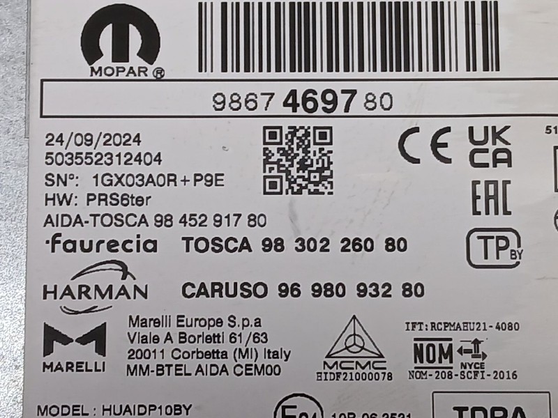 Recambio de sistema audio / cd para citroën berlingo furgoneta/monovolumen (k9) 1.5 bluehdi 100 referencia OEM IAM 9867469780 98