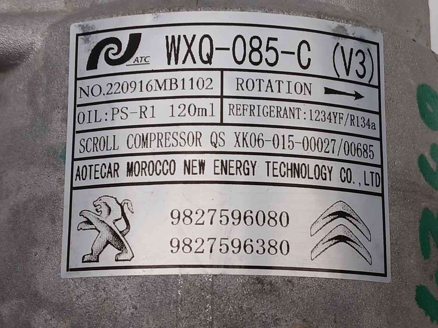 COMPRESOR AIRE ACONDICIONADO OPEL CORSA F (P2JO) 9827596380 / 9827596080 98275963809827596080 - Vista 3