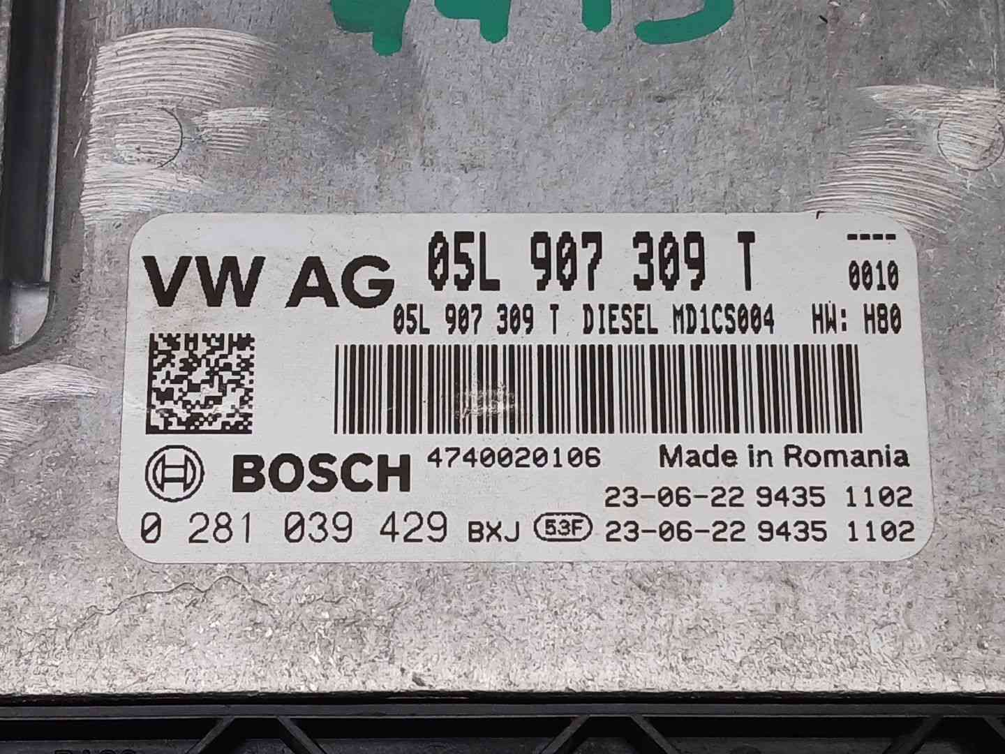 CENTRALITA MOTOR UCE VOLKSWAGEN TOURAN (5T1) 0281039429 / 05L907309T 028103942905L907309T - Vista 3