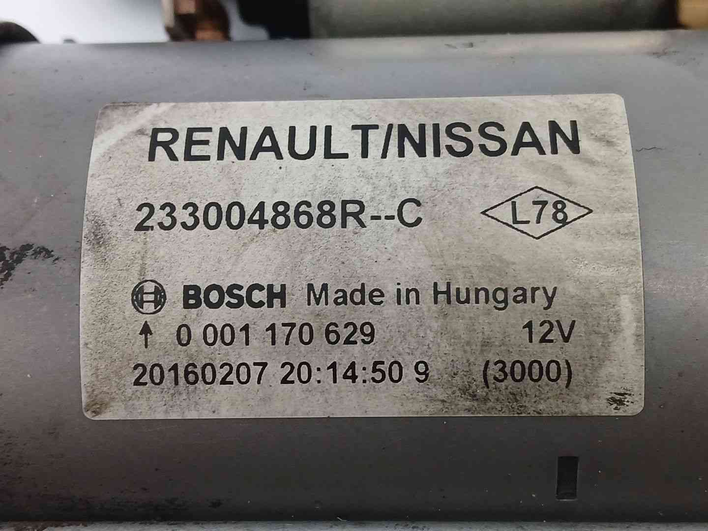 MOTOR ARRANQUE RENAULT MEGANE IV Hatchback (B9A/M/N_) 233004868R / 0001170629 233004868R0001170629 - Vista 2