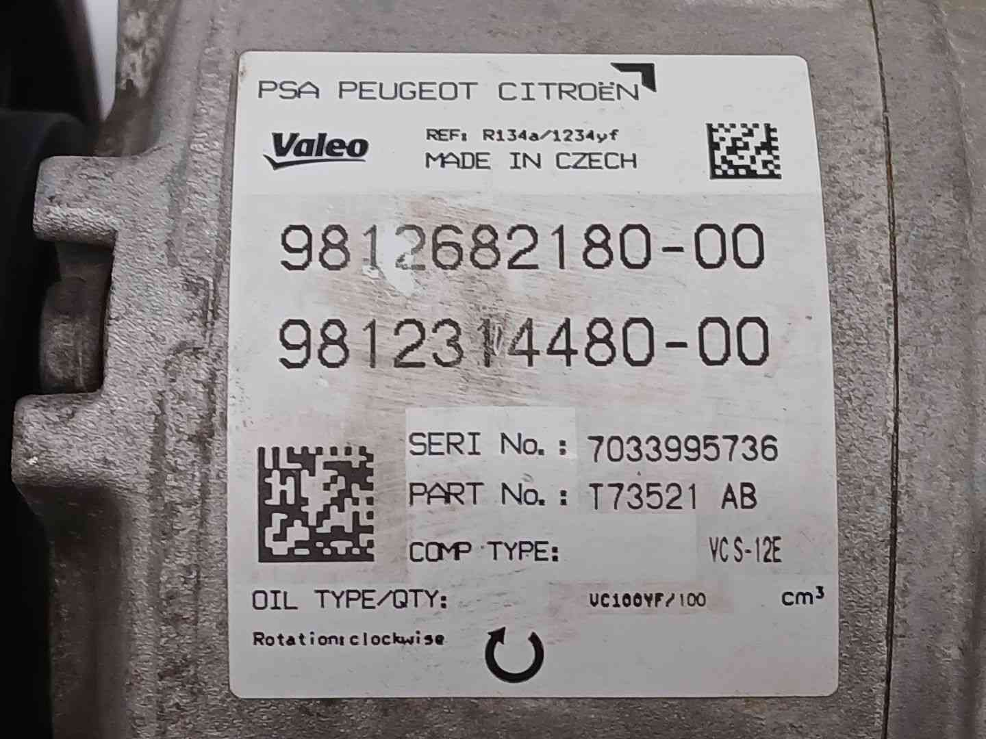 COMPRESOR AIRE ACONDICIONADO PEUGEOT 308 II (LB_, LP_, LW_, LH_, L3_) 9812682180 / 9812314480 98126821809812314480 - Vista 3
