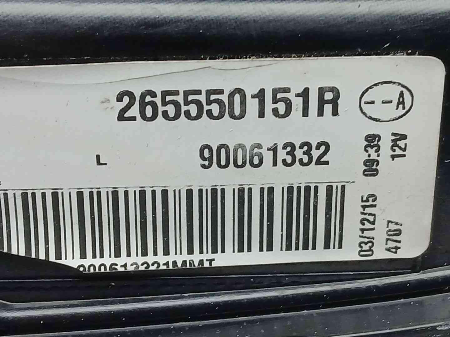 PILOTO TRASERO IZQUIERDO INTERIOR RENAULT KADJAR (HA_, HL_) 265550151R / 90061332 265550151R90061332 - Vista 3