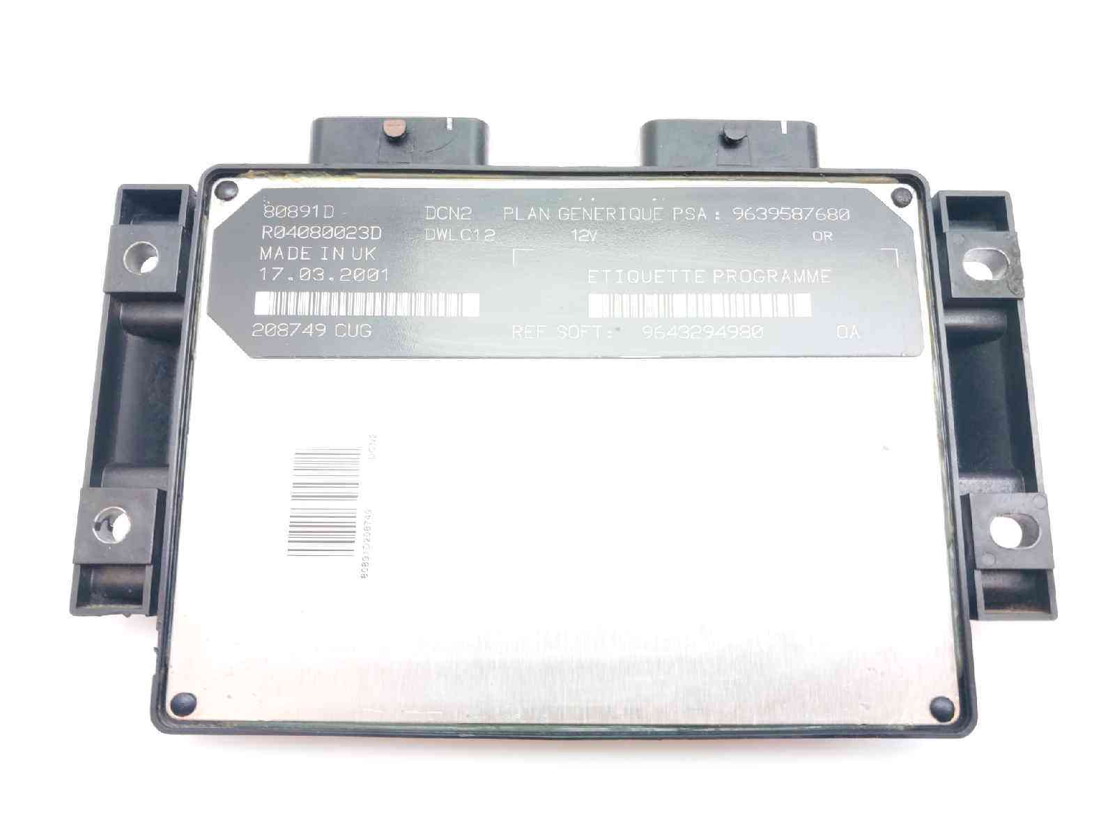 CENTRALITA MOTOR UCE CITROËN XSARA BERLINA 9643294980 / R04080023D / 96395887680 9643294980R04080023D96395887680 - Vista 3