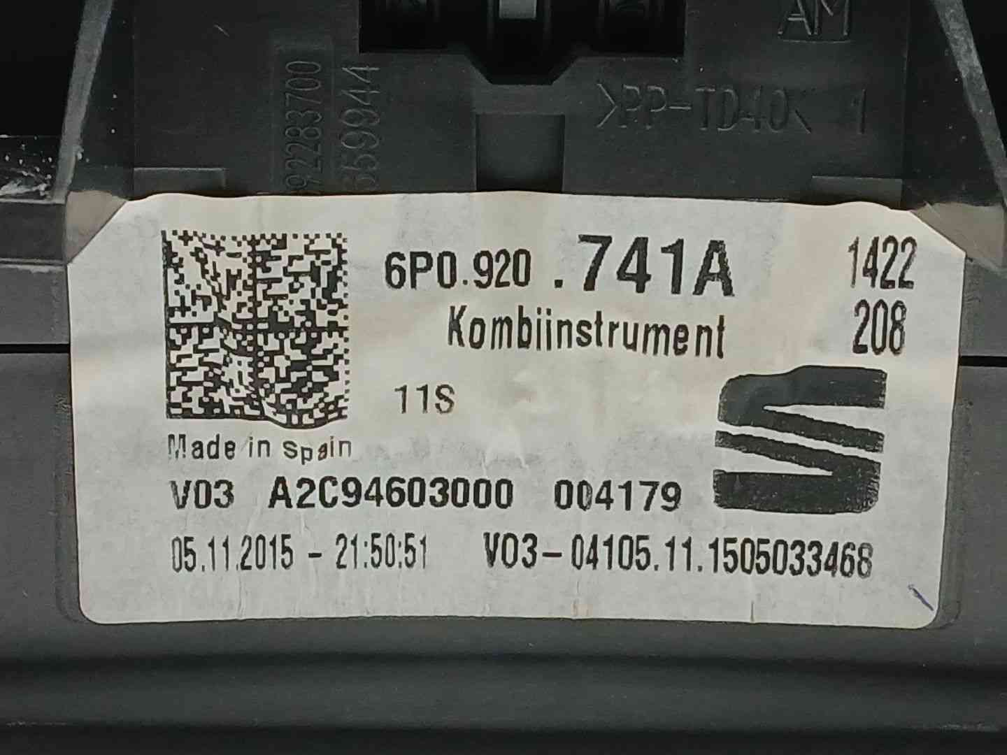 CUADRO INSTRUMENTOS SEAT IBIZA IV (6J5, 6P1) 6P0920741A / A2C94603000 6P0920741AA2C94603000 - Vista 2