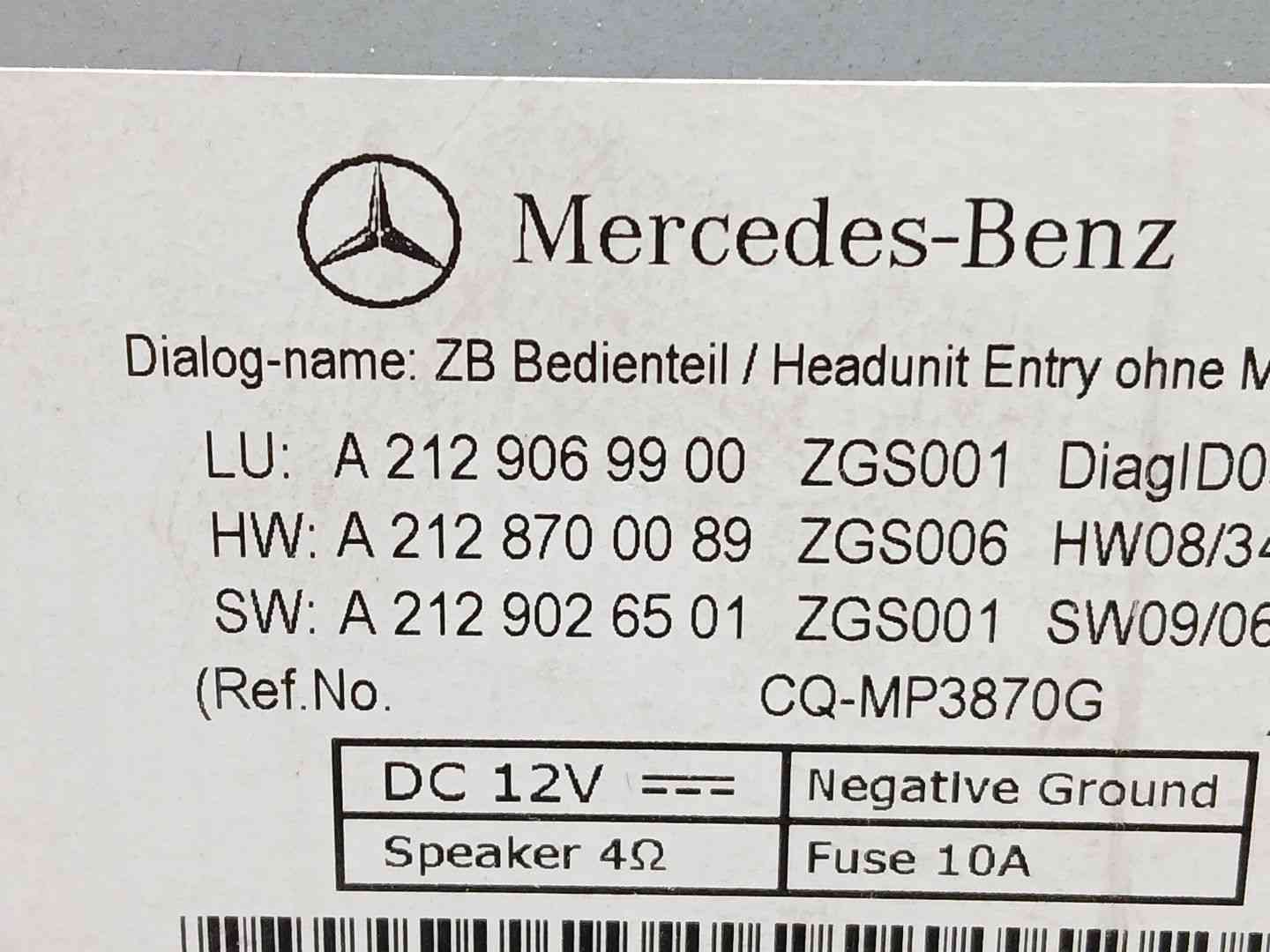 SISTEMA AUDIO / CD MERCEDES-BENZ CLASE E Coupé (C207) A2129069900 / A2128700089 A2129069900A2128700089 - Vista 3
