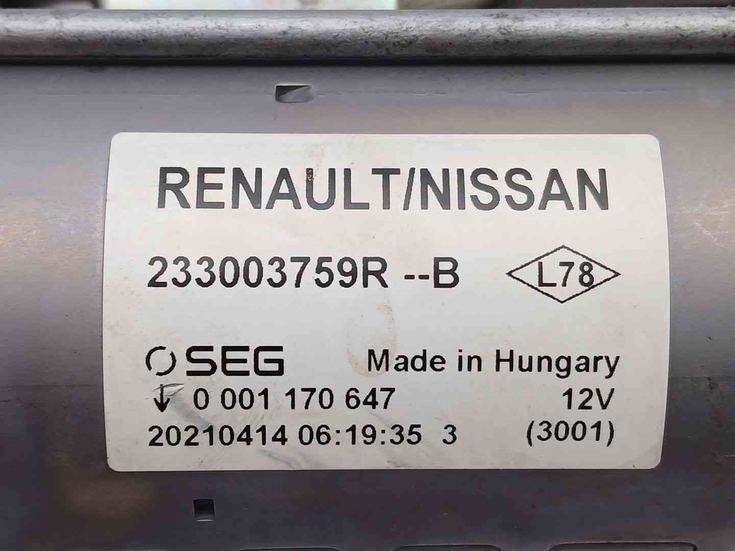 MOTOR ARRANQUE DACIA DOKKER Furgón/monospace 233003759R / 0001170647 233003759R0001170647 - Vista 2
