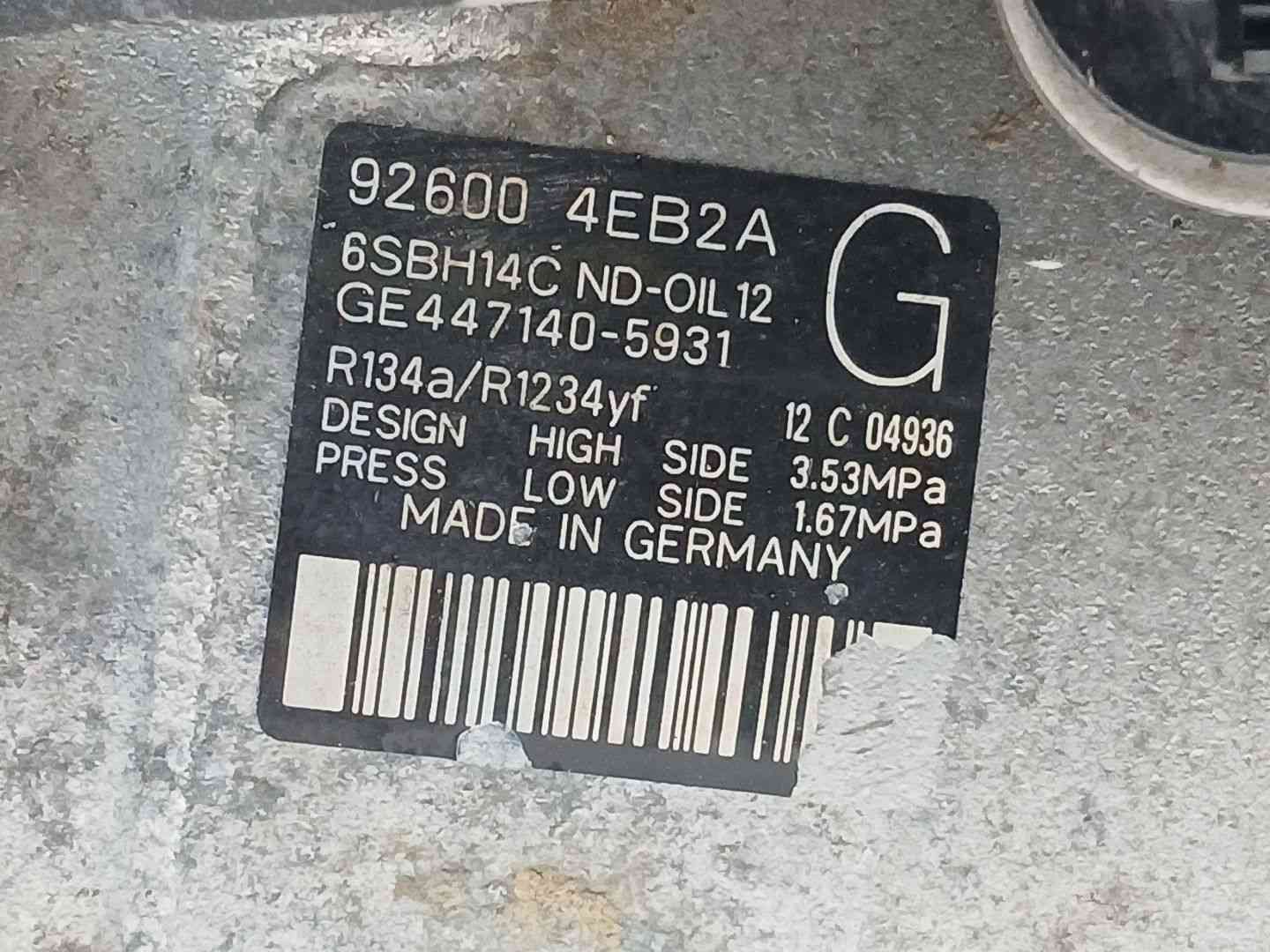 COMPRESOR AIRE ACONDICIONADO RENAULT KADJAR (HA_, HL_) 926004EB2A / GE4471405931 / 6SBH14C 926004EB2AGE44714059316SBH14C - Vista 3